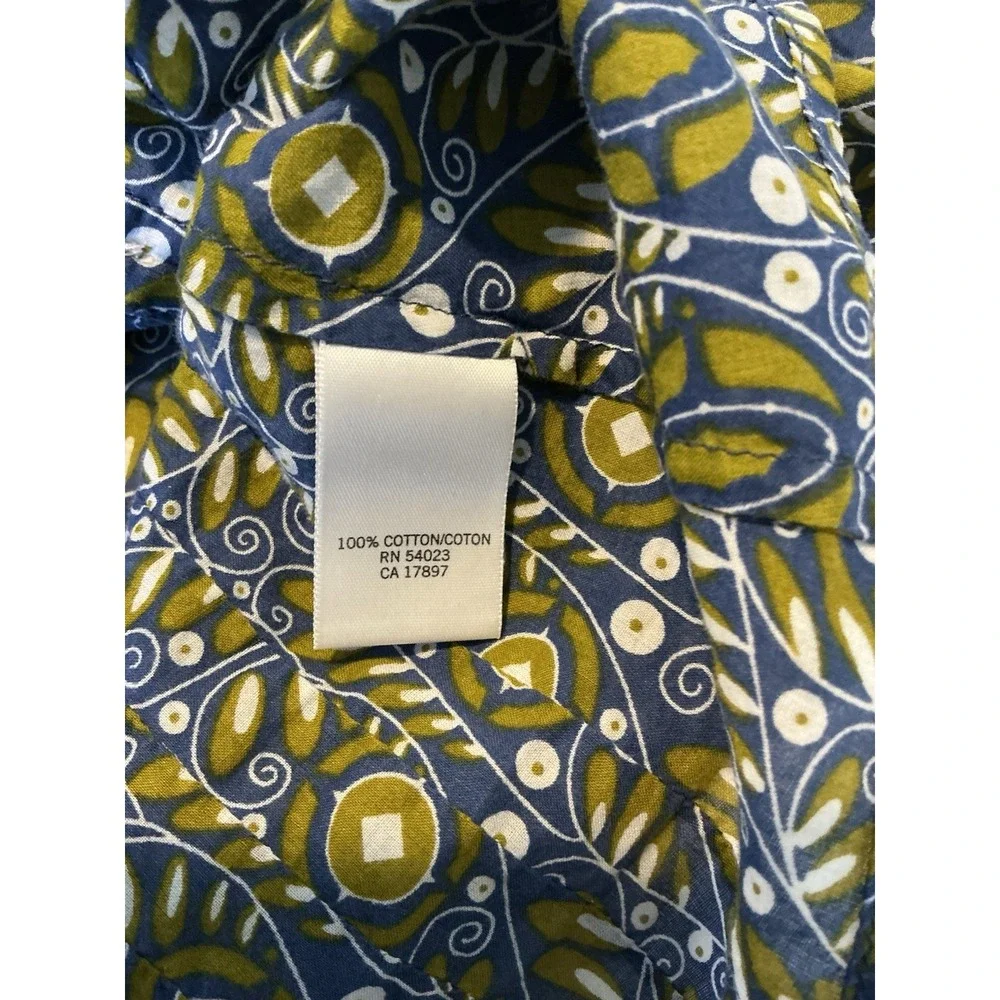Banana Republic Blue Multi Floral Ruffled Neckline ‎ Pin-tucked Shirt XS